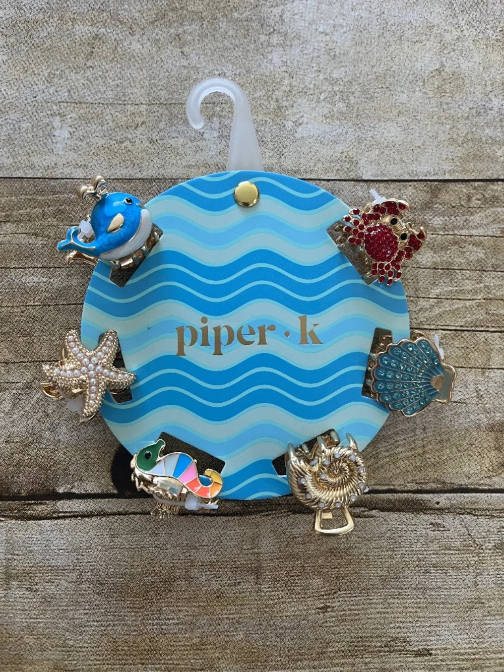 Piper K Ocean Life Mini Hair Clip Set Shells Starfish Crab Whale New on Card